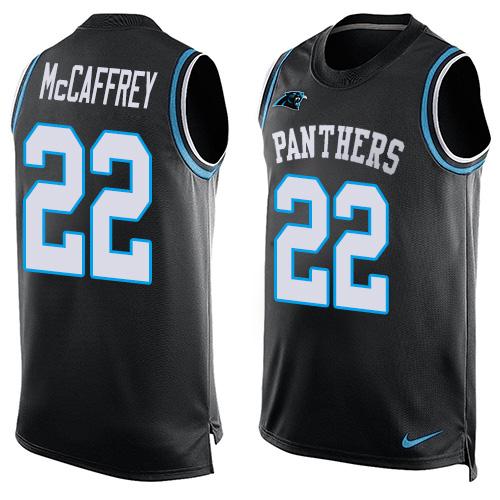 Nike Panthers #22 Christian McCaffrey Black Team Color Men's Stitched NFL Limited Tank Top Jersey